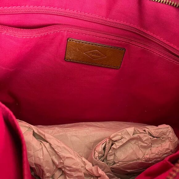 Fossil Red Pink Leather Harper Flap Crossbody Bag Shoulder Strap Purse - Picture 5 of 8